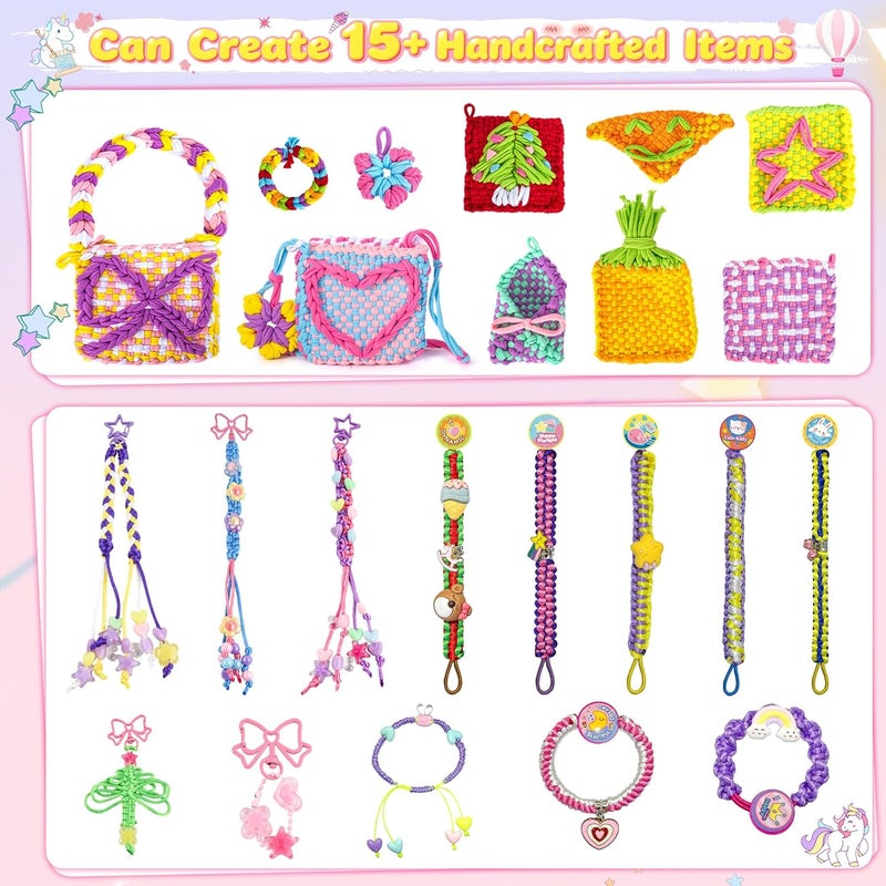 Nicella Multi-Functional 400+ Pcs Friendship Bracelet Making Kit for Girls,Weaving Loom Kit Toys, Craft Kits for Kids,Age 6-12 Year Old Girls Gifts Ideas, Bracelet & Coaster & Bag Weaving Making kit - Image 4